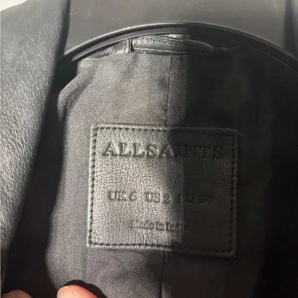Allsaints Dalby Lamb Leather Moto Jacket Women’s Size 2 - Picture 6 of 8